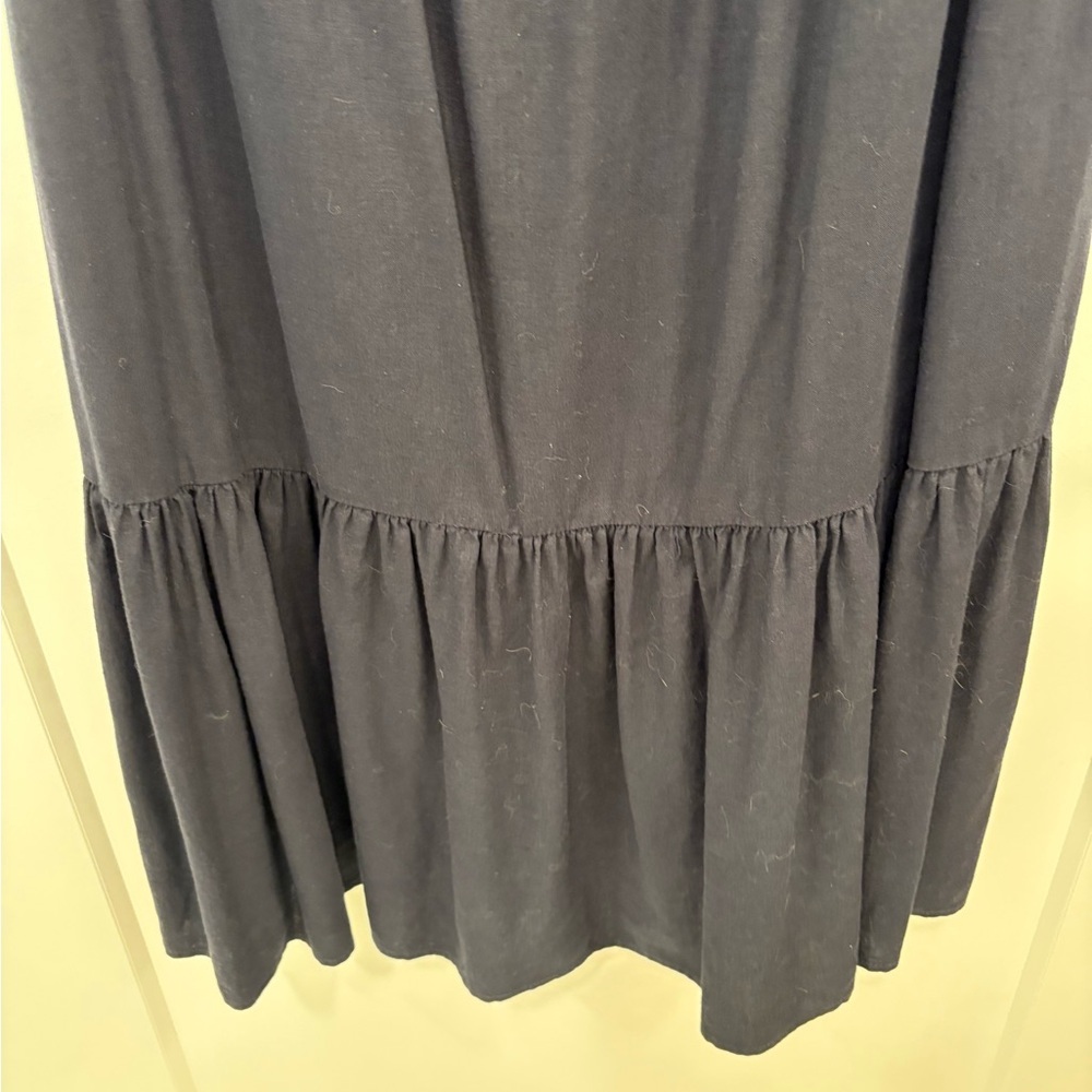 Matty M. Sleeveless Navy Blue Tiered Linen Blend Dress Size Small - Picture 7 of 12